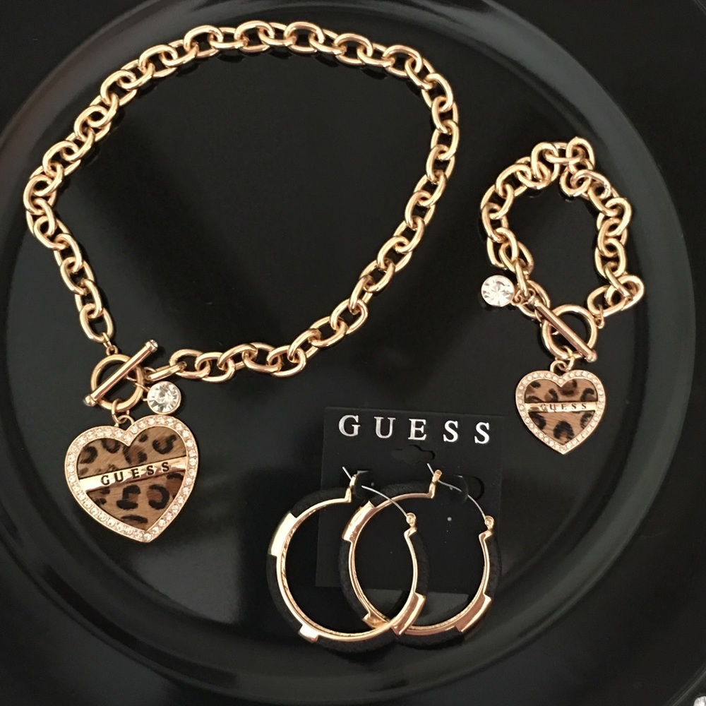 Guess necklace, bracelet and earrings